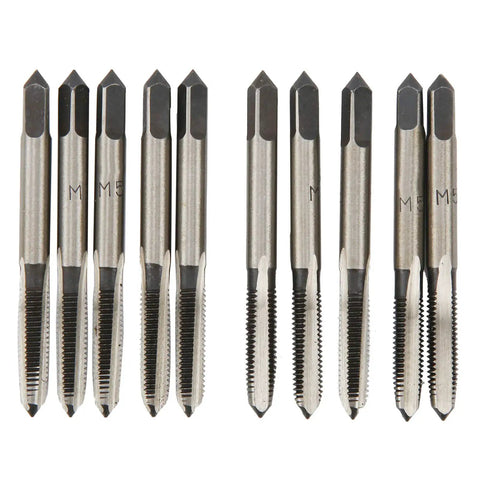 M5 Tap Drill Straight Flute Carbon Steel Manual Heavy Duty Tool For Thread Cutting In Metalworking And Automotive DIY Industrial Grade Hand Tool For Metric Threads Wood Plastic Aluminum, set of M5 taps
