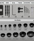 Beast Hole Saw Kit With 27 Piece Set Including 13 Blades From Three Quarter Inch To Five Inch Mandrels Hex Key Drill Bits And Storage Case