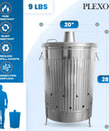 Outdoor 31 Gallon Burn Barrel For Trash Leaves And Paper Galvanized Steel Burn Can Cage Bin With Chimney Lid And Vent Holes