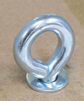 Heavy Duty 1/4 x 3/4 Inch Male Thread Eye Bolt With Nut, silver finish, shoulder lifting ring, tough steel, close-up view