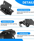 Top Tier 4 Pack Overlay Cabinet Door Hinges Slick Matte Black Finish With Self Closing Build and Heavy Duty Silicone Dampers Guaranteeing Dead Quiet Action showing black hinges with rust-proof coating.