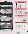 Airplane Style Hanging Roll Up Cosmetic Bag With Four Removable Pouches Waterproof Foldable Travel Makeup Organizer for Women