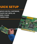 Hand using Pro Grade Flux Pen For Electronics Soldering Liquid Flux Dispensing Pen With Fine Tip on circuit board