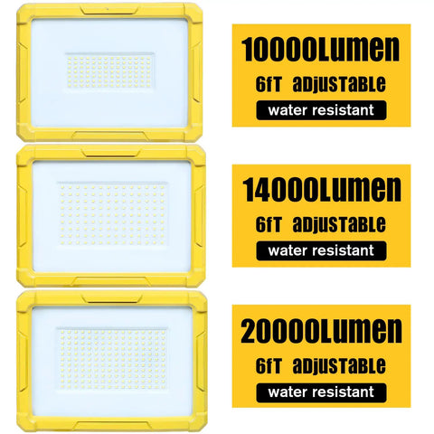 Heavy Duty 20,000 Lumen Twin Head LED Work Light With Metal Telescopic Tripod Stand, IP65 Water Resistant, three light panels