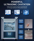 Kick Ass Heavy Duty 2 6 Gallon Ultrasonic Parts Washer With 240 Watt Heating and Manual Knob Controls diagram showing ultrasonic cleaning process.