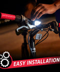 Front And Rear Bike Light Set With Batteries Included, 130 Lumen Front Light illuminating handlebars, easy installation