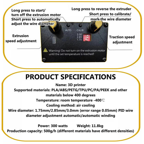 No Fuss High Precision 3D Print Filament Extruder Machine With Auto Coil Winder And 400C Heat For Recycling Abs Pla Scrap Plastic Into Smooth 175MM Filament Desktop Unit Built To Last Daily Grind Jobs