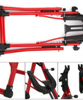 Bike Wheel Truing Stand With Ruler And Thimble, Foldable Aluminum Alloy Build, in red, compact and portable design.