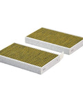Two Boss Automotive Cabin Air Filters with Febreze and Activated Carbon for Tesla Model 3/Y in passenger compartment