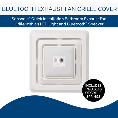 Bluetooth Speaker Grille Cover For Bathroom Exhaust Fans With LED Light, Quick Five Minute Install, waterproof speaker system