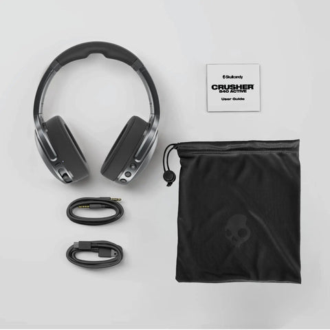 Crusher 540 Active Wireless Bluetooth Over Ear Headphones with accessories and case.