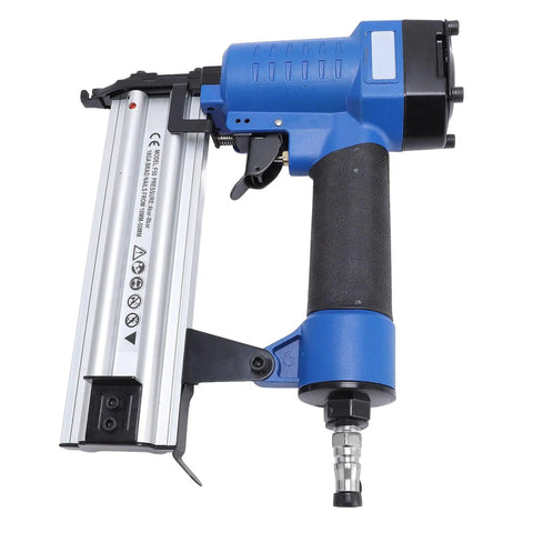 Heavy Duty Pneumatic Brad Nailer With Rock Solid Aluminum Body For Fast Trim Installation And 18 Gauge Woodfastening Projects, side view.