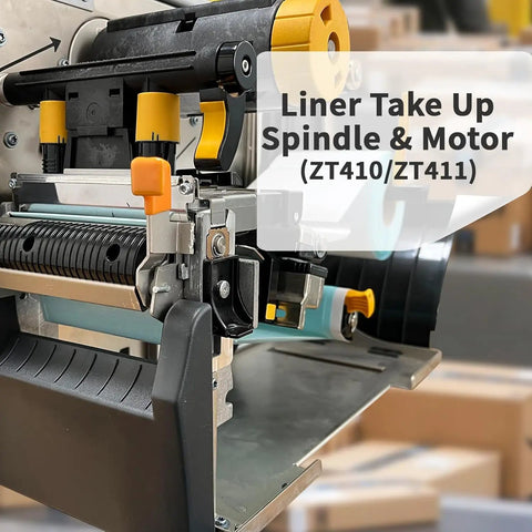 Close-up of Liner Take Up Spindle And Motor Plug And Play Complete Assembly for ZT410 ZT411 Thermal Printer
