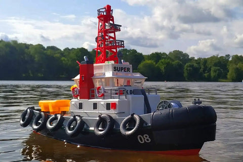 Dope Seaport Style RC Tug Boat with Water Sprayer 2.4GHz Remote Control Harbor Fire Rescue Ship on lake