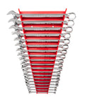 19 Piece Metric Combination Wrench Set with Rack, Angled Open Ends for Tight Spaces, 6 to 24 mm, Durable Wrench Rack Included