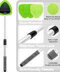 XINDELL 29-inch windshield cleaning tool with 4 green microfiber pads and adjustable aluminum handle