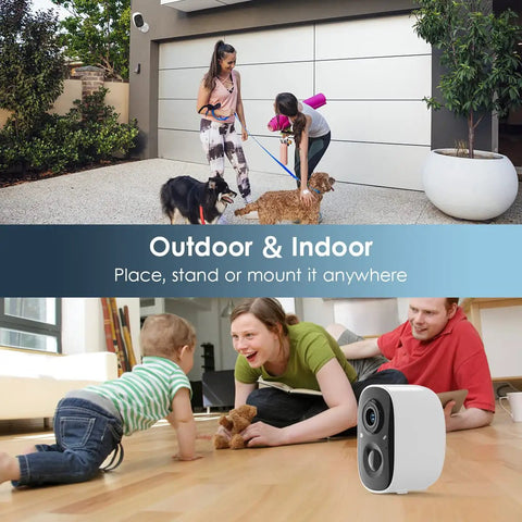 Wireless Outdoor Security Camera With 2K Full Color Night Vision, Battery Powered, 2 Way Talk, Indoor And Outdoor Surveillance, AI Motion Detection, Spotlights And Siren, IP65 Weatherproof, Easy WiFi Setup