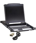 Slick 16 Port Rack Mount Kvm Over Ip Switch With Built In Lcd Screen, keyboard and cable for server management.