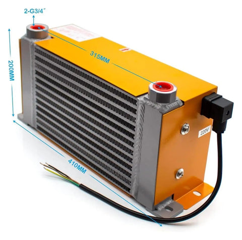 Industrial 200 Liters Per Minute Air Cooled Oil Radiator With Heat Exchanger For Hydraulic Press Machines 110V Beefy Heavy Duty Cooling System High Flow Oil Cooler