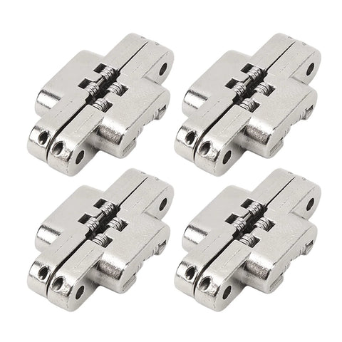 Invisible Hinge Set 4 Pieces Zinc Alloy Cross Hidden Hinge 180 Degree Swing For Doors Cabinets Jewelry Boxes Windows Durable Low Profile Mounting Seamless Look Easy Install