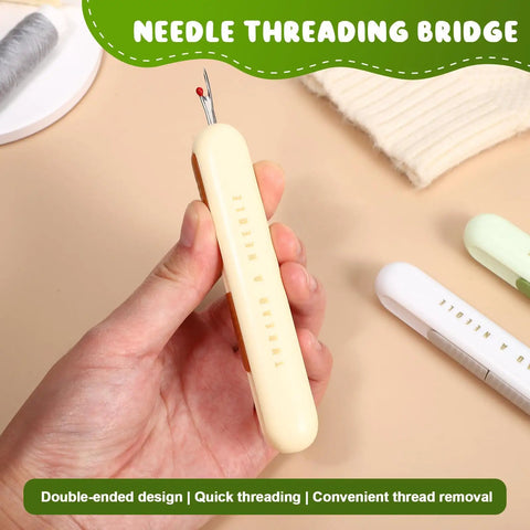 Lightweight ABS Needle Threader And Seam Ripper Tool 3 Piece Set In One Dual Head Design For Quick Threading Stitching And Hand Sewing Tasks Super Handy For Crochet And Craft Fans, handheld needle threader