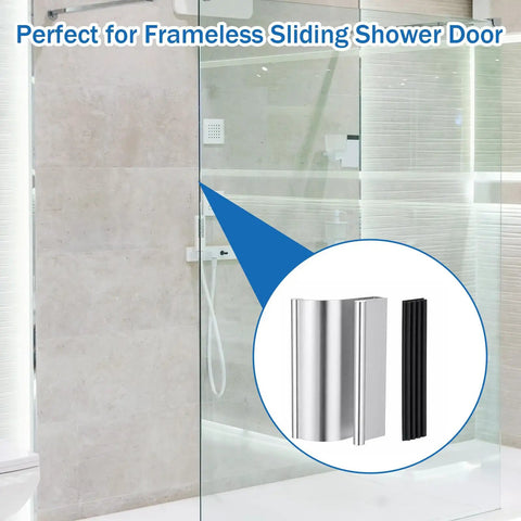 Top Shelf Aluminum Glass Shower Door Handle Replacement For Frameless Sliding And Swing Bathroom Doors Easy Swap Tub Enclosure Pull No Sweat Heavy Duty Hardware Set with silver handle and rubber gaskets.
