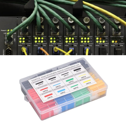 Ultimate 530 Pcs Electrical Insulation Protection Kit With Durable Heat Shrink Tubing Sleeve Variety Pack, 12-size box