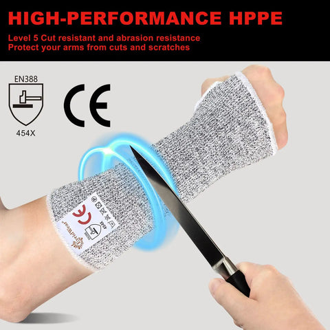 Real Deal Cut Resistant Arm Sleeves With Super Comfy Cotton Liner Shielding Fragile Skin From Bruises Built Tough Hppe Guards Handle Yard Chores And Garage Grunt Work No Sweat Design Gray Two Pair For Active Workers
