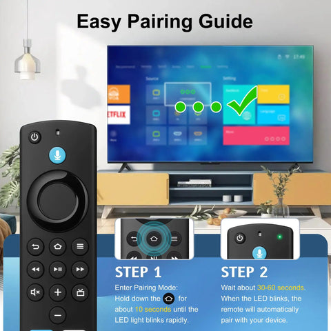 Replacement Remote For Fire TV Sticks And Smart TV Cubes With Voice Control, Easy Pairing Guide, Green Hulu Button visible