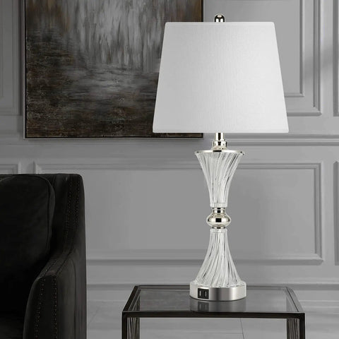 Set Of 2 Sleek Touch Control Table Lamps For Bedroom With 3 Way Dimming And White Drum Shade Modern Nightstand Lighting With USB Charging Ports And Bulbs Included