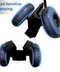 All Terrain Heavy Duty Panel Dolly With 1000 Lb Capacity, 10 Inch Solid Tire Wheels close-up showing load-sensitive clamping