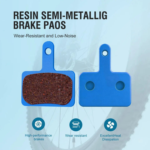 Blue 4 Pack Disc Brake Pads For Mountain Bikes Resin Semi Metallic Quiet And Low Rotor Wear High Performance Braking