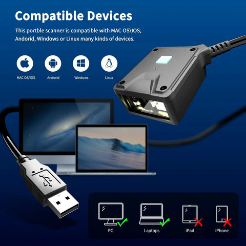 Workhorse Fixed Barcode Scanner With 4 In 1 Scanning Modes USB Interface 1D 2D QR Reader compatible with various devices