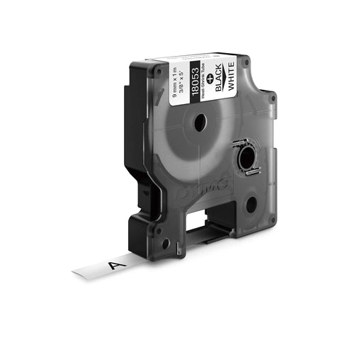 Heavy Duty Heat Shrink Labels For Three Eighth Inch Tubing with black print on white sleeve in a durable cartridge.