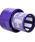 V10 Replacement Filters For Dyson Vacuum Cyclone Series 3 Pack with Cleaning Brush showing purple filter design