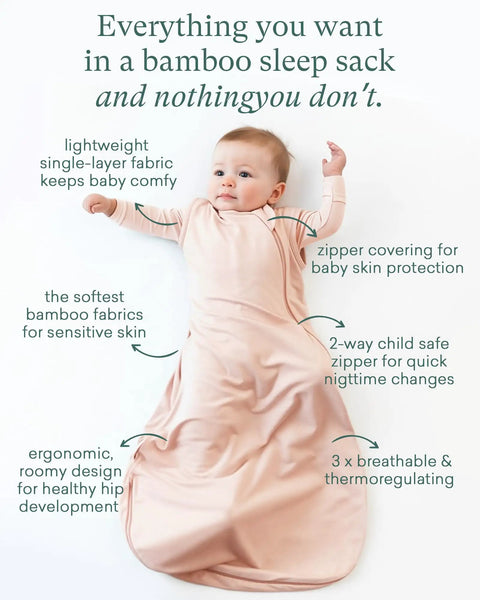 Supersoft Baby Sleep Sack 0.5 TOG Bamboo Viscose Lightweight Sleeping Bag For 6-15 Months Sage Color, infant wearing sleep sack
