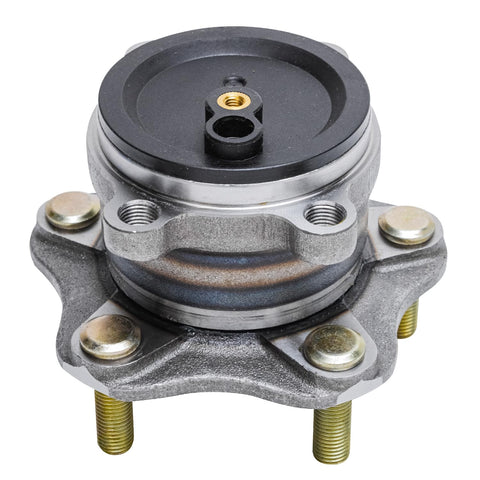 Top view of Pair Rear Wheel Bearing And Hub Assembly For Mazda 3 2014 2015 2016 2017 2018 3 Sport Mexico Built Models 5 Lug With ABS Sensor Cap Flange Rear Left And Right