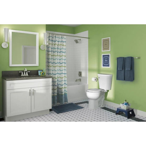 Modern bathroom with Pivoting Toilet Paper Holder in Brilliance Stainless Steel Finish, wall mount next to toilet.