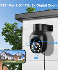All In One Wireless Security Camera System With 15 Inch LCD Monitor, 16 Channel NVR, 5MP PTZ camera on house wall, phone control