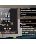 Control panel of Hardcore Heavy Duty Electric Coffee Bean Roaster With Precise Timer And Adjustable Heat Dial showcasing buttons and displays.