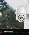Outdoor 2K Security Camera Wireless WiFi IP System With 360 Degree View Motion Detection Auto Tracking shown under rain