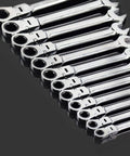 12 Piece Ratchet Spanner Set For Cars And DIY Beefed Up Multitool Wrench Kit With Easy Grip Rust Resistant Chrome Finish