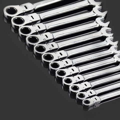 12 Piece Ratchet Spanner Set For Cars And DIY Beefed Up Multitool Wrench Kit With Easy Grip Rust Resistant Chrome Finish