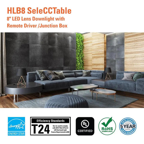Modern living room with 8 Inch Canless Recessed LED Ceiling Light You Can Dim With Adjustable Color Temp Wet Location Rated