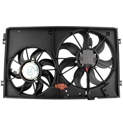 Heavy Duty Engine Radiator Dual Cooling Fan Assembly For Volkswagen Beetle Golf Jetta Passat Rabbit 2005 To 2013 top view