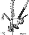Heavy Duty Commercial Kitchen Faucet With Sprayer And Pre Rinse 21 Inch Height 8 Inch Center Wall Mount Brass Construction