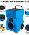 Beast Heavy Duty 1000 CFM Portable Industrial Air Purifier with True HEPA Filter shown with 25ft power cord, wheels, and control panel.