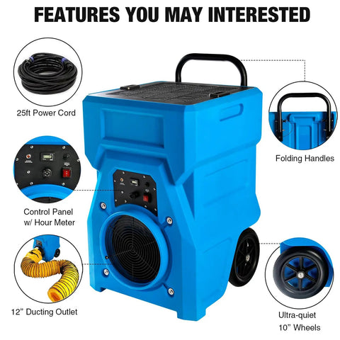 Beast Heavy Duty 1000 CFM Portable Industrial Air Purifier with True HEPA Filter shown with 25ft power cord, wheels, and control panel.