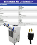 Heavy Duty Shop Cooler Rig With Smart Controls And Massive Fourteen Liter Tank Drops Killer Chill For Busy Warehouse And Garage Zones At 18700 Btu with exhaust pipes.