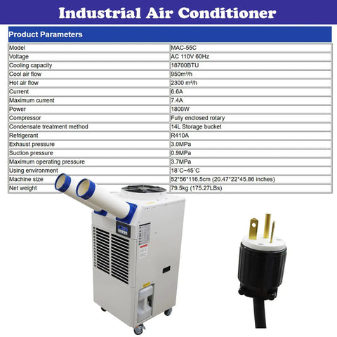 Heavy Duty Shop Cooler Rig With Smart Controls And Massive Fourteen Liter Tank Drops Killer Chill For Busy Warehouse And Garage Zones At 18700 Btu with exhaust pipes.